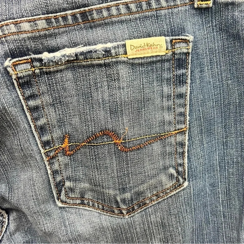 DAVID KAHN "Lauren" straight leg mid wash denim jeans size 12 short - Picture 9 of 15